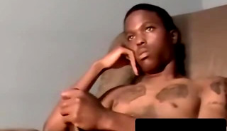 Black jock drained by two mature homos throat skills