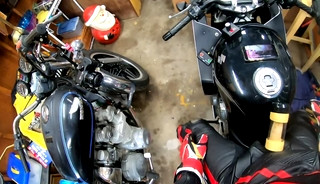 Leather Biker Stud Using A Powered Masturbator
