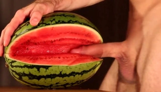 water melon cum - fucking a melon and cumming