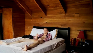 Hung Twink Benji Elliott Strokes Cock In Bedroom