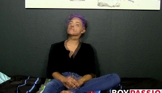 Cute twink toys with his big fat dong and moans for us too