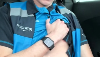 Delivery Driver Strengthens His Muscles During Work Break Time