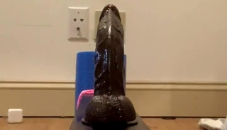 Bouncing on BBC Dildo