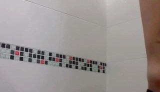 Young asian schoolgirl's first anal penetration and squirting by dildo on the wall, after coming