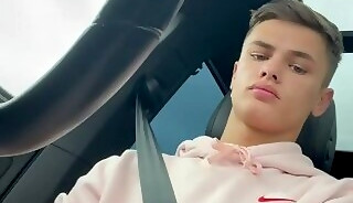 Tattooed Brit Lad Cumming In Public Toilet