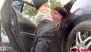 Caught Sucking Big Dick Uncut Cock Hung Papi Outdoor!