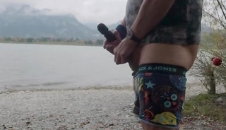 A dreamlike outdoor spot by the lake: Pissing, masturbating and using a massage wand on my thick coc