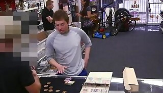 Pawn shop stud 3some fucked 4 cash by pawn shop owners