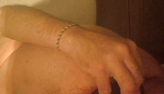Grandpa stimulates his anus with his fingers and his special prostate dildo and it makes him wet