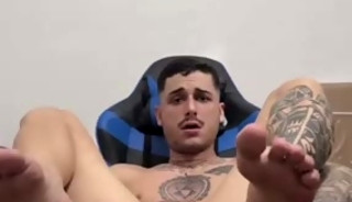 Hot Guy Feet and Jerking Big Cock 2