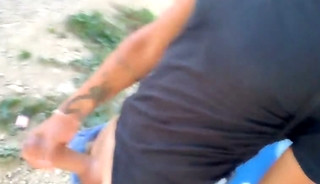 6 Outdoor Places Jerking in One Day and Big and Far Cumshot on a Path Edging
