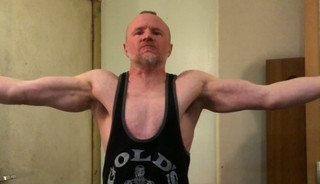Muscular Daddy Flexing, Posing, Stripping, And Then Jacking Off