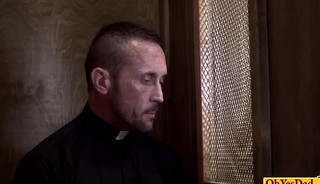 Twink ass rimmed by old priest and bareback fucked hard