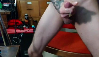 Tattooed California Guy Jerking-off and Cumming