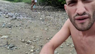 The foreigner and arrived at the beach