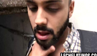 Bearded Antonio's face showered with my sticky cum