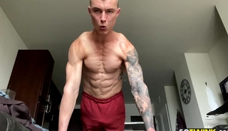 Stud Hoss Kado works out and masturbates solo hardcore on camera