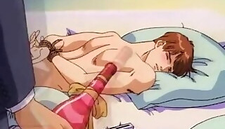 Tied up twink is dildo fucked by dirty gay cartoon doctor