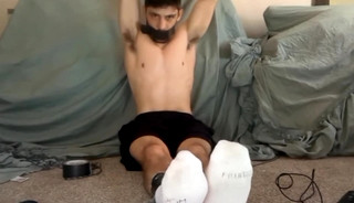 Shirtless Guy With White Socks Bondage