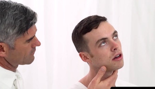 Servile jock's fingering and dildo play by kinky Mormon elder