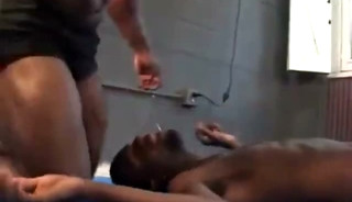 Two Muscular Black Guys Wrestling