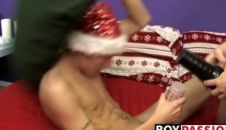 Wild young gay Patrick Kennedy stuffing tight fleshlight