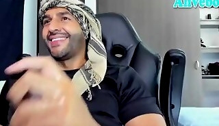 sexy Arab man with big heavy cock masturbates on webcam