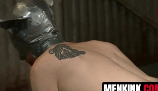 Submissive Damien Michaels taped to the wall and drilled deep by Seamus OReilly
