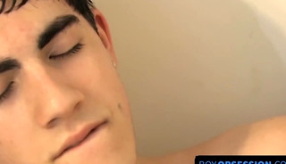 Cute Rad's solo dildo stuffing and shower jerking excitement