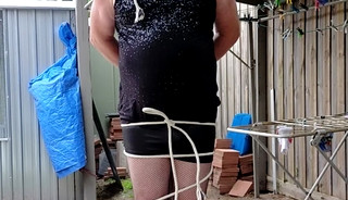 DAISY TIED TO A POLE IN TIGHT BLACK SHORTS