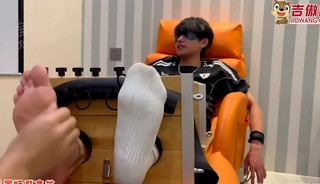 Asian man Bound: Has feet tickled