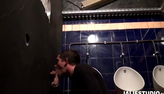 JalifStudio - French boys fuck in public restroom after glory hole blowjob