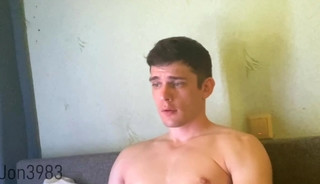 Hot German Guy Stroking His Shaved Cock