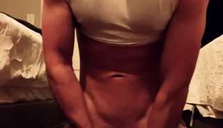 athlete jerking off in gloves