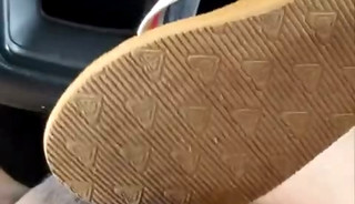 naked mechanic in customer car cum in flip-flops found in car