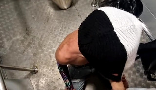 Hot cruise toilet femboy and a passerby daddy on a scooter , fountains of cum !