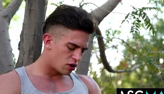Asian Twink Gets Railed by Inked Hunk on the Outdoor Trail