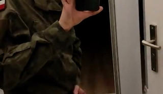 Gay soldier jerks off in military officers 4